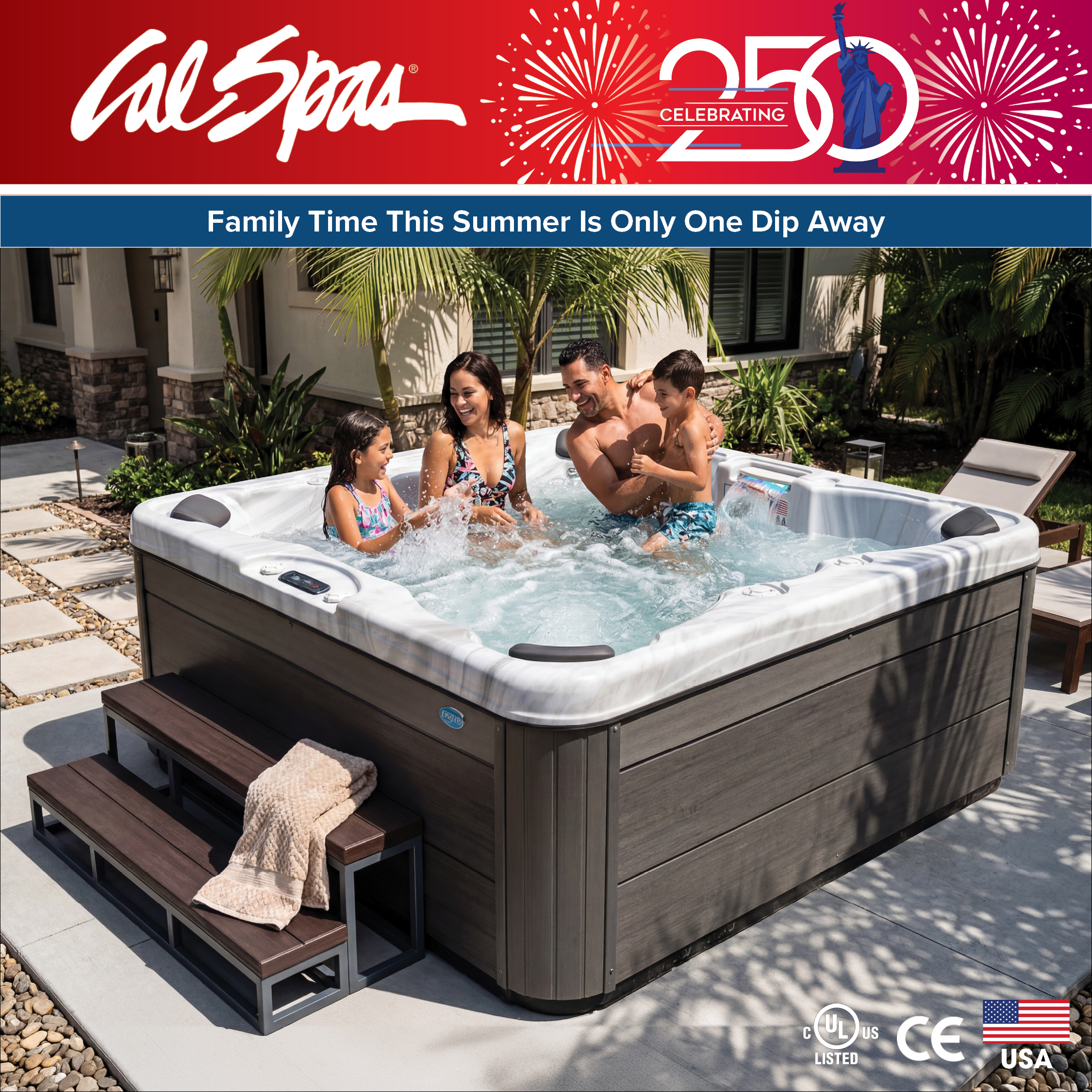 Calspas hot tub being used in a family setting - Lees Summit